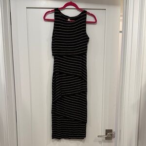 Bailey44 Black Striped Sleeveless Midi Dress, Size M